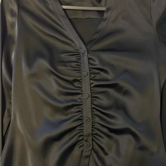 Theory Black Ruched Front Blouse - Picture 4 of 4